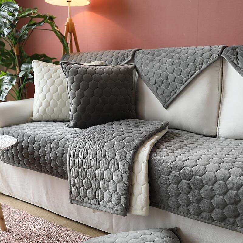 Plush Sofa Cover Seat Pad Grey Sofa Slipcover for Sectional Couch Armchair Loveseat(Sold by Piece/Not All Set)