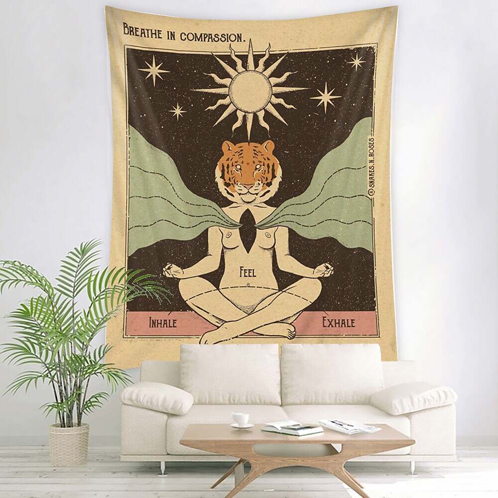 Tarot Cartoon Lovely Tiger Wall Hanging Tapestry