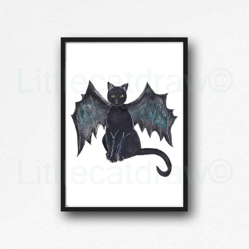 Black Cat Print Painting Print Cat Lover Gift Cat Decor Cat Art Decor Wall Art Home Decor Cat Lover Gift Unframed Select Your Print