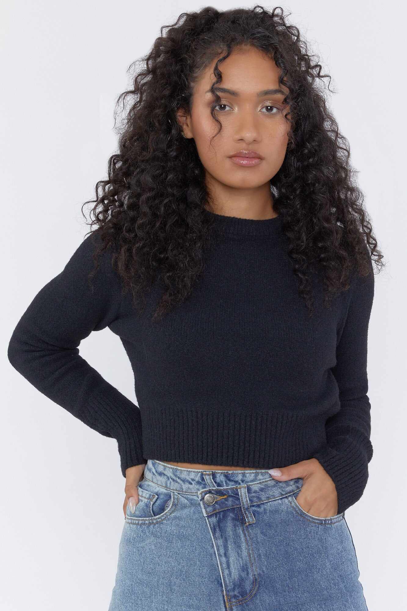 Women Apparel | Crewneck Long Sleeve Sweater Black Forever21 - FG00285