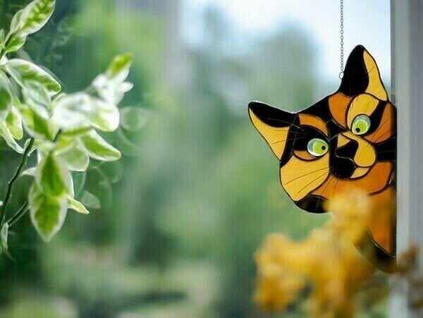 BIG SALE - 40% OFFHot Sale-Handmade Stain Cat Suncatcher For Window