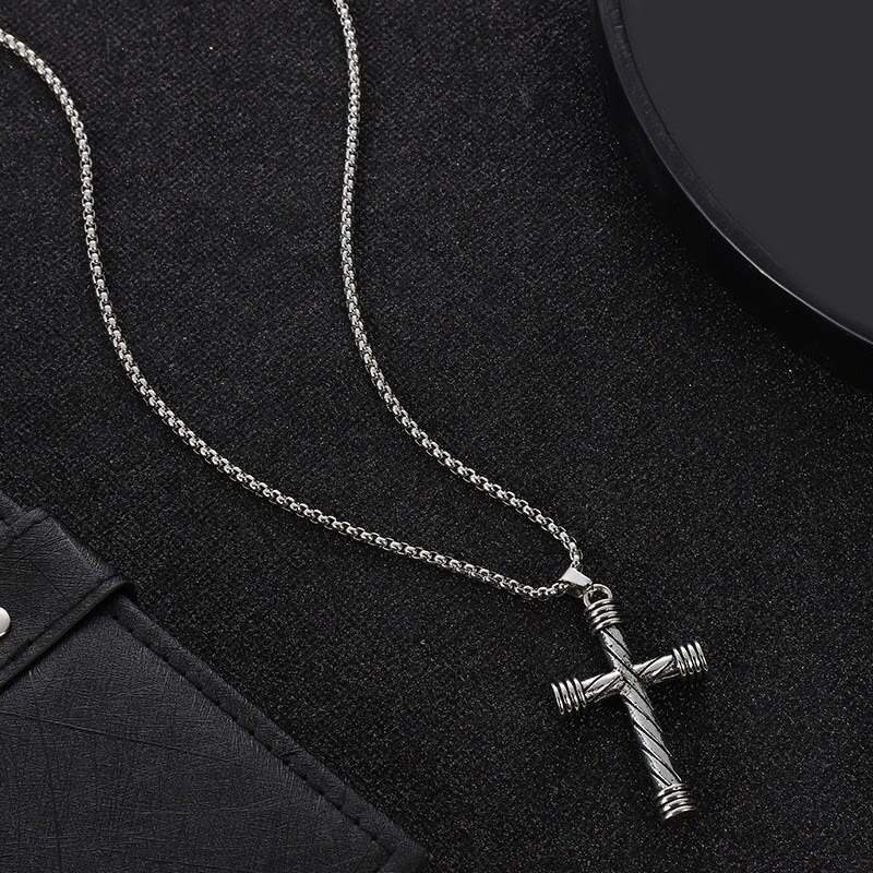 Vintage Textured Distressed Cross Necklace