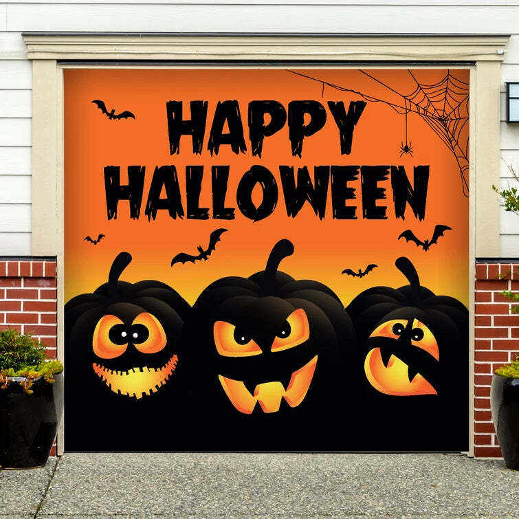 7' x 16' Happy Halloween Jack-Lanterns Garage Door Mural