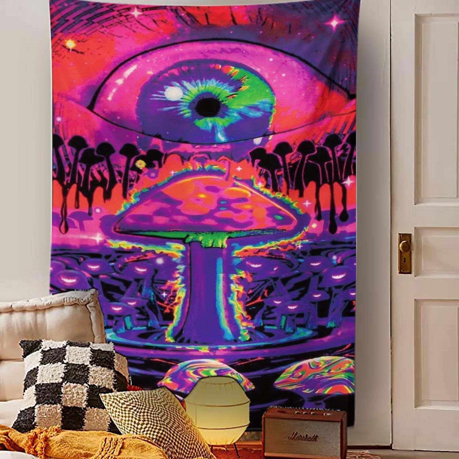 Trippy Mushroom Wall Tapestry Art Decor