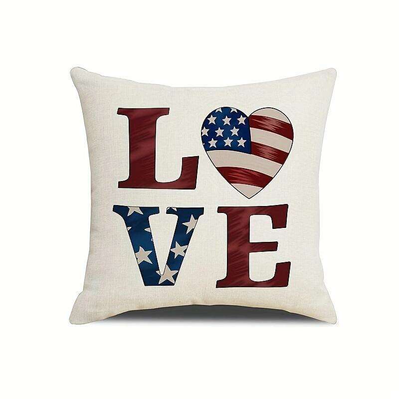 Independence Day Double Side Pillow Cover 4PC Soft Decorative Square Cushion Case Pillowcase for Bedroom Livingroom Sofa Couch Chair