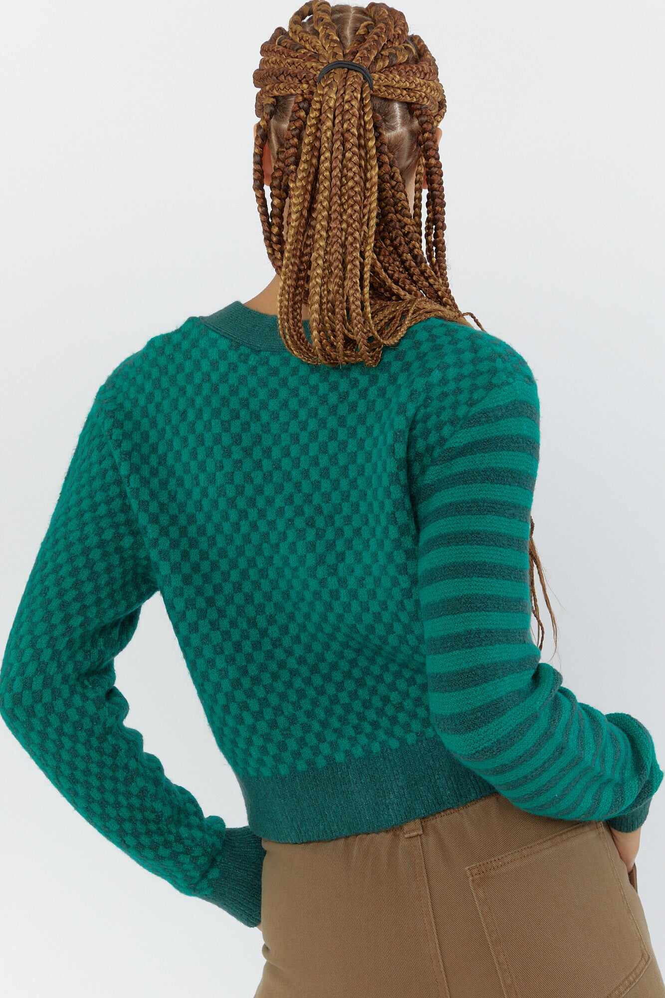 Women Apparel | Checkered Cardigan Sweater Green Forever21 - NE85684