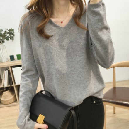 Solid Color Long-sleeved Sweater