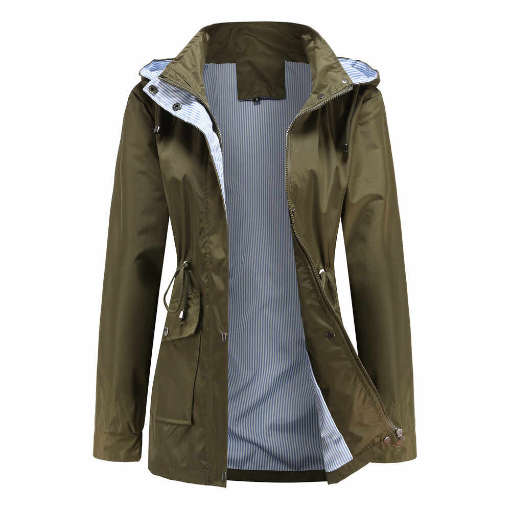 Detachable Hood Trench Coat Women's