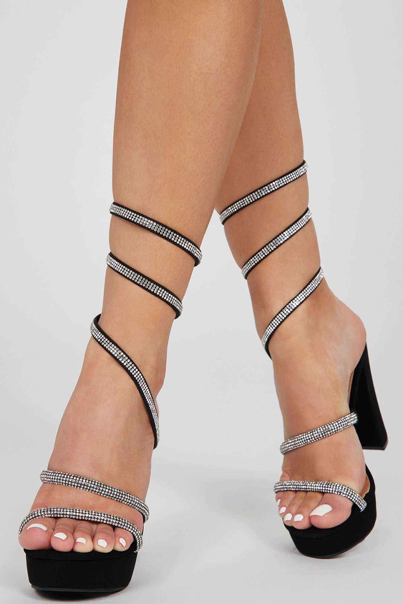 Many Secrets Strappy Heeled Sandals   Black