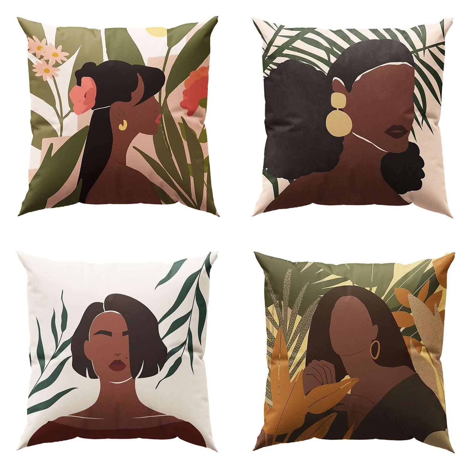 African Women Double Side Pillow Cover 4PC