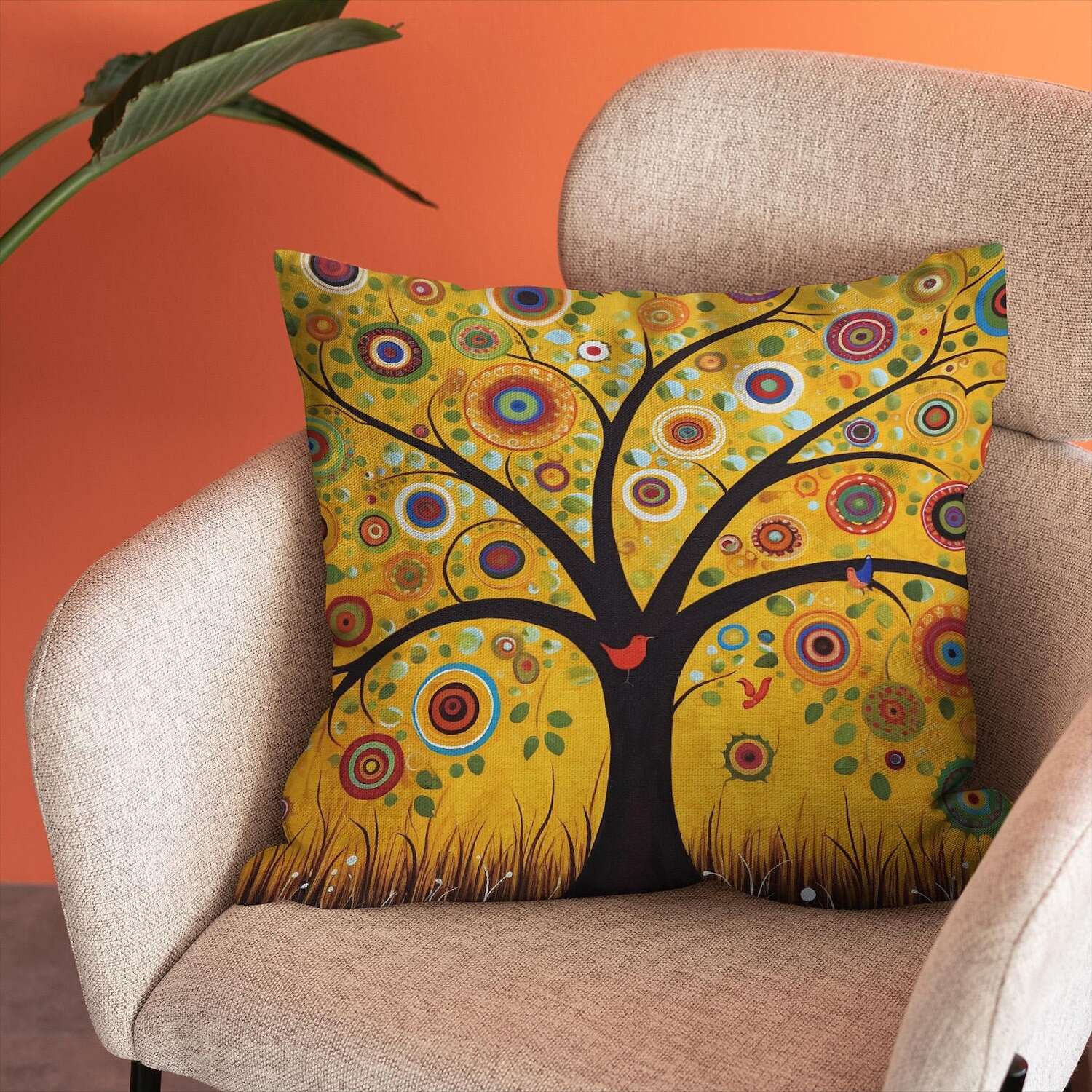 Double Side Pillow Cover 4PC Tree of Life Soft Decorative Square Cushion Case Pillowcase for Bedroom Livingroom Sofa Couch Chair