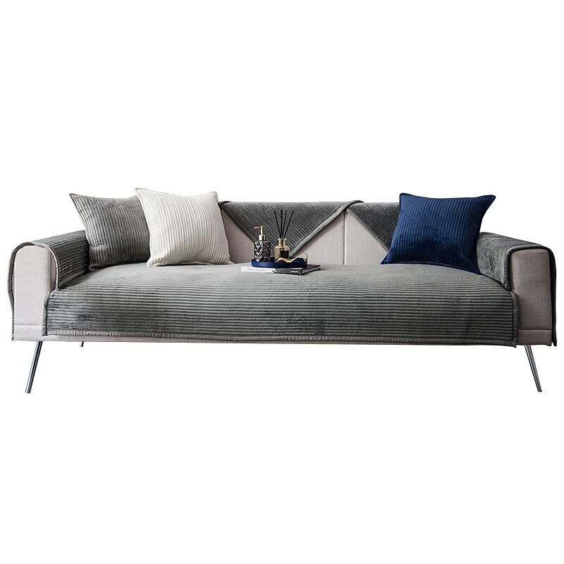 Plush Sofa Cover Seat Pad Grey Sofa Slipcover for Sectional Couch Armchair Loveseat(Sold by Piece/Not All Set)