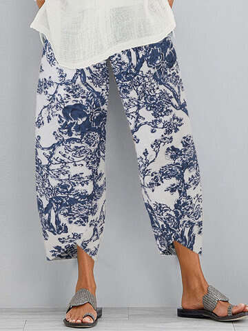 Women Plus Size Pants & Capris | Vintage Chinese Style Elastic Waist Plus Size Women Pants - LW63670