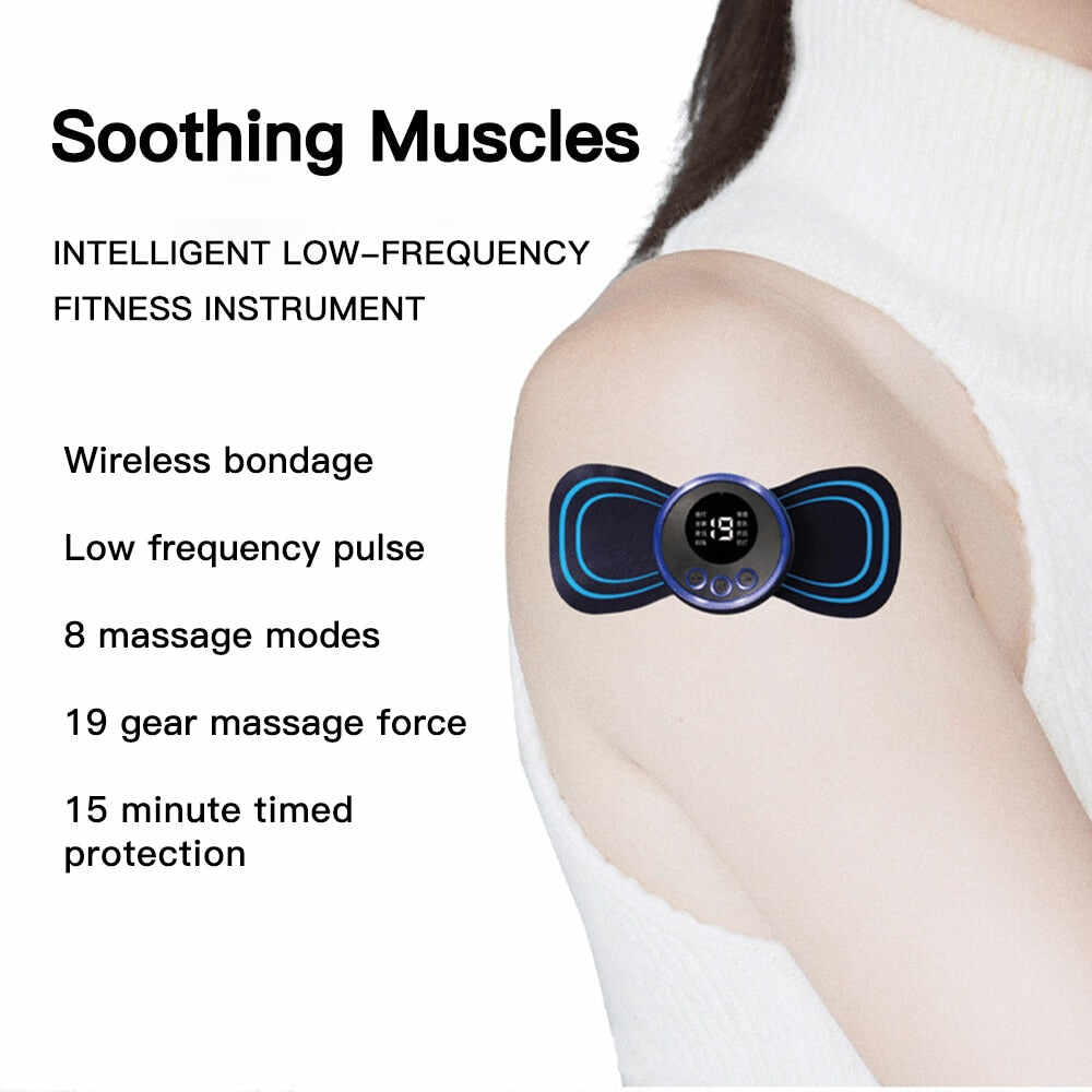 LCD Display EMS Neck Stretcher Electric Massager 8 Mode Cervical Massage Patch Pulse Muscle Stimulator Portable Relief Pain