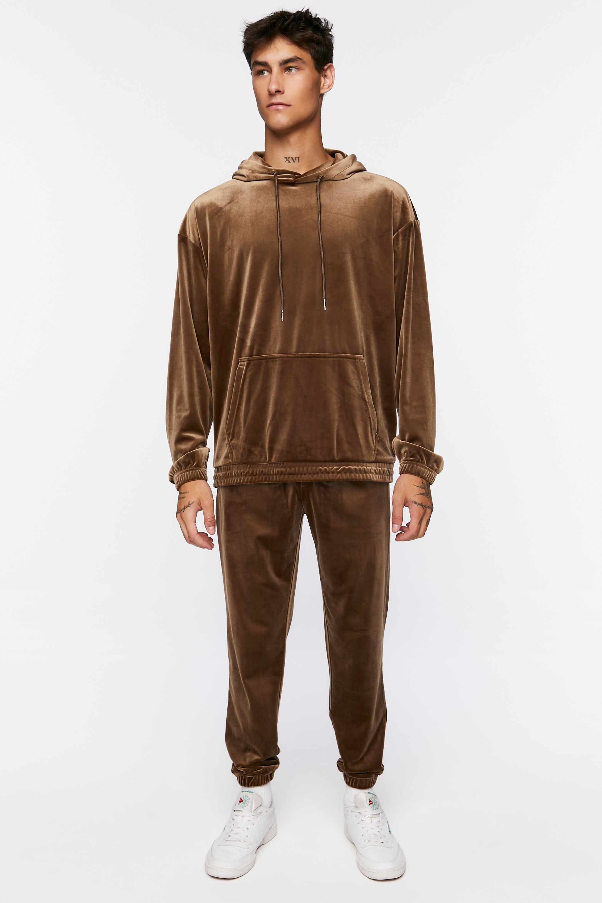 Men Apparel | Velour Drawstring Hoodie Brown Forever21 - JX38828