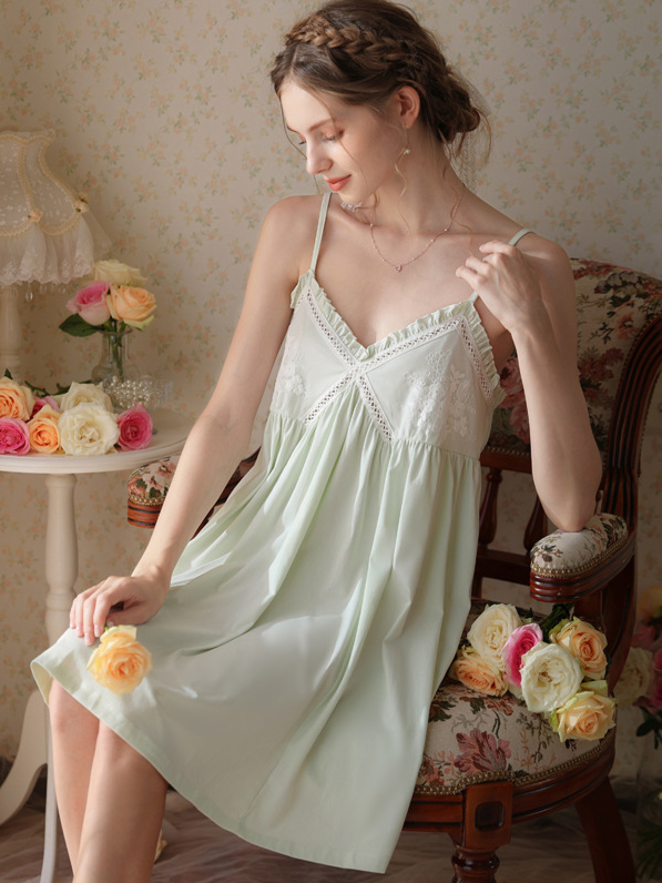 Cotton Simple V Neck Nightdress