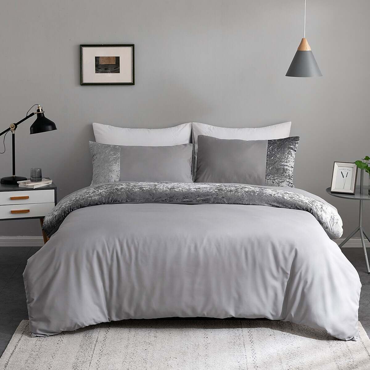 Grey Duvet Cover Set Quilt Bedding Sets Comforter Cover