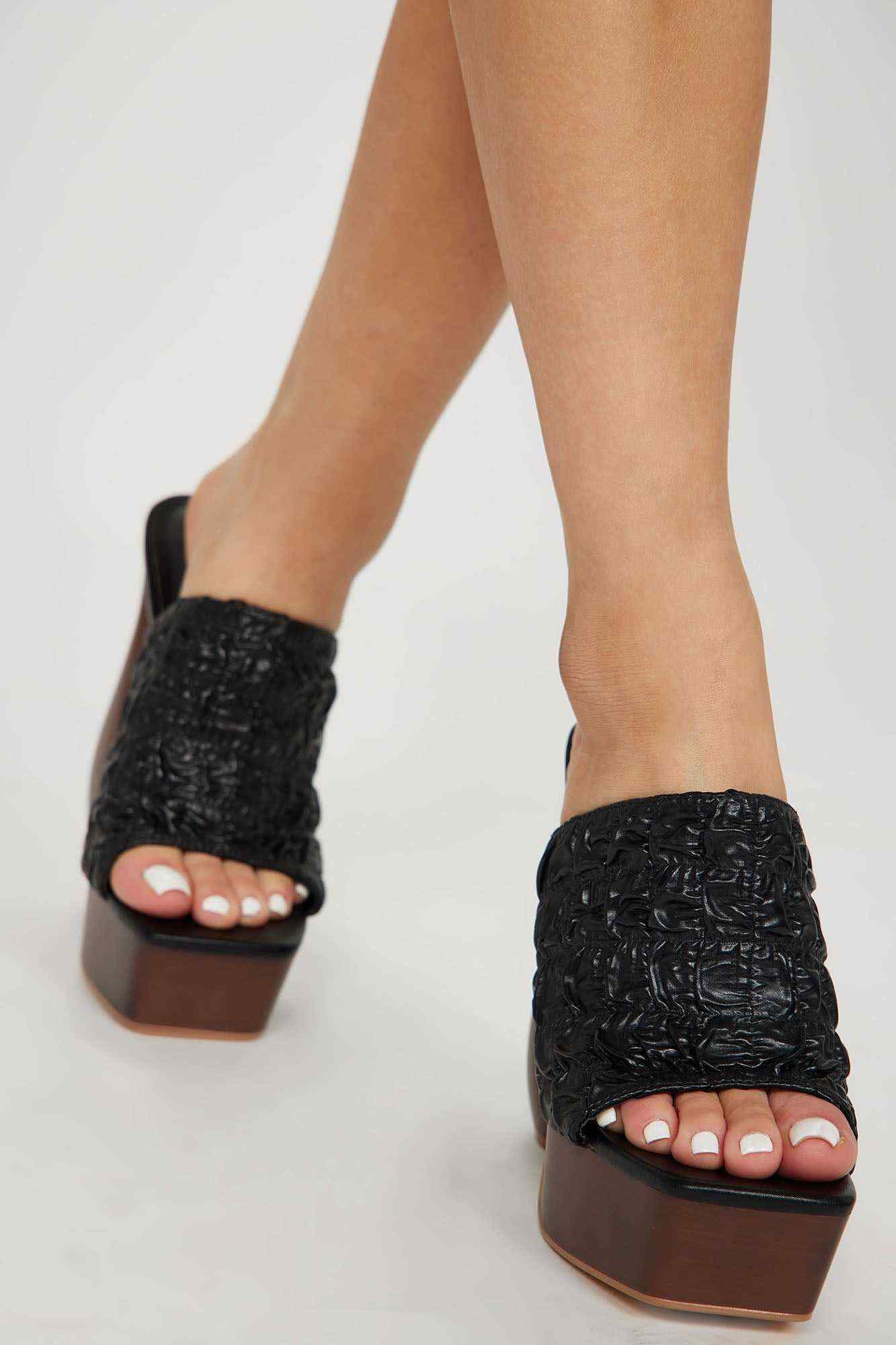 Think Outside The Box Heeled Mules   Black