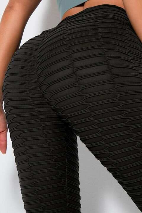 Solid Textured High Waist Sports Leggings