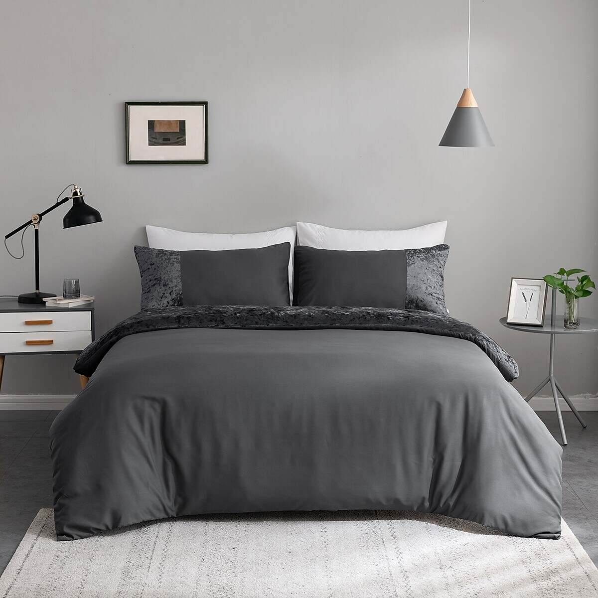 Grey Duvet Cover Set Quilt Bedding Sets Comforter Cover