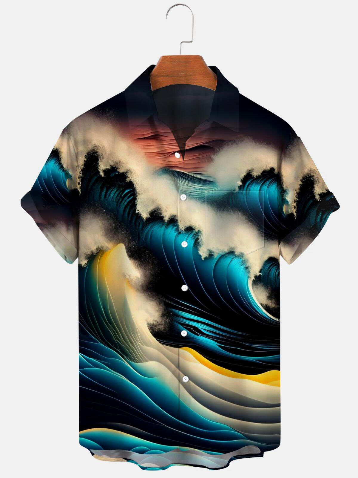 Sea Wave Men's Shirts With Pocket - operated by Kangwei