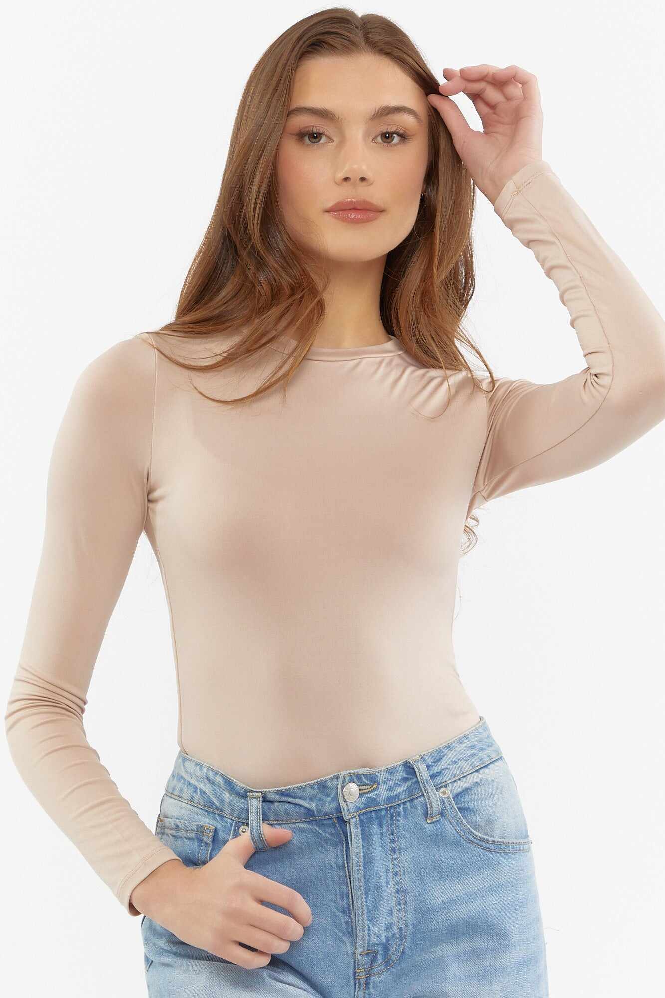 Women Apparel | Basic Contour Crew-Neck Bodysuit Sage Forever21 - XX76768