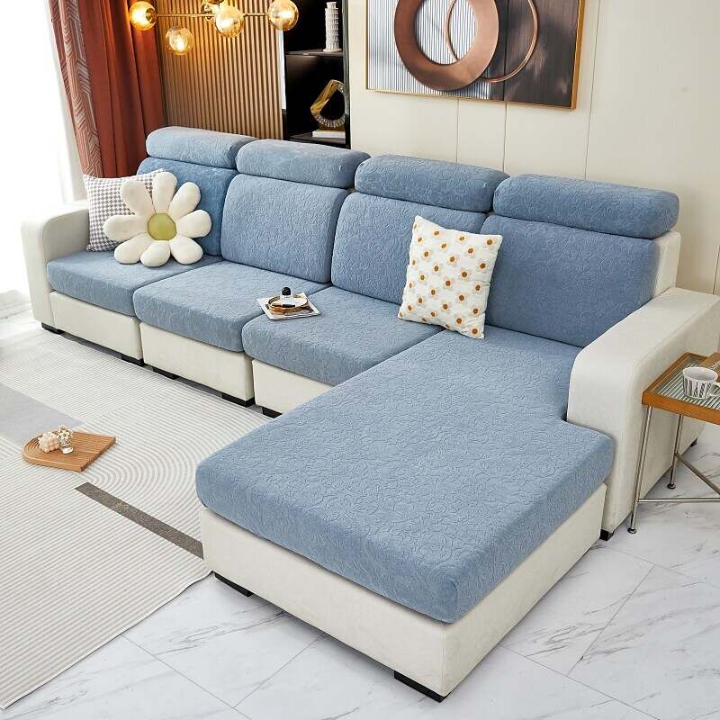 Stretch Sofa Seat Cushion Cover Slipcover Elastic Couch Sectional Armchair Loveseat 4 or 3 Seater L Shape Solid Soft Durable Washable