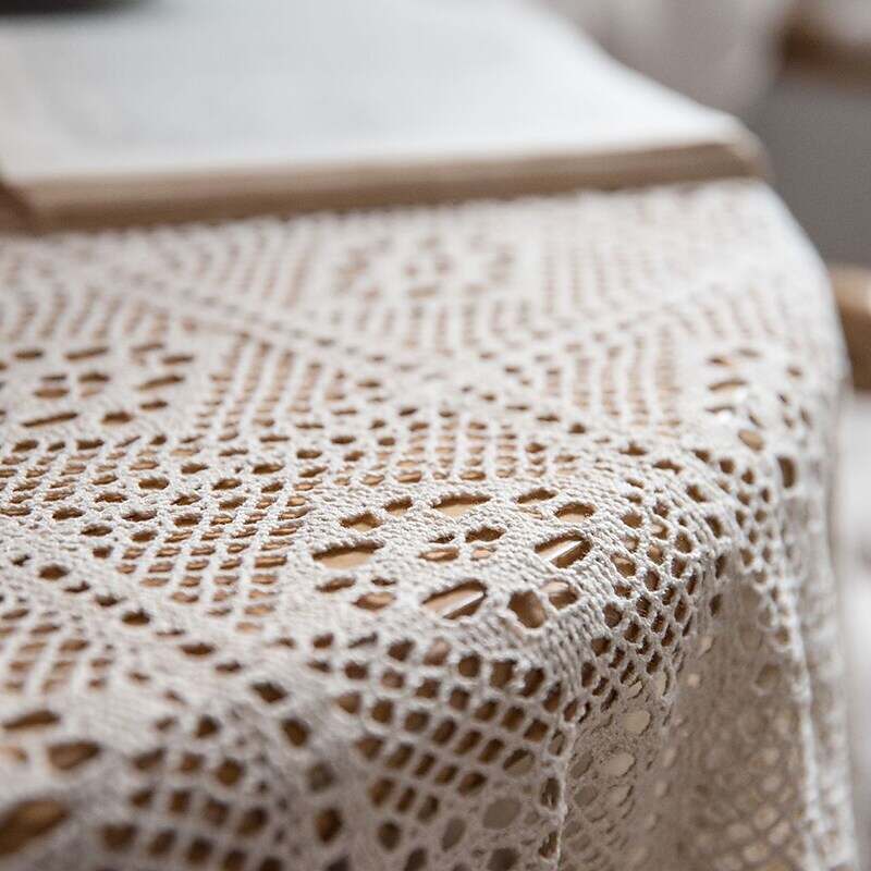 Round Tablecloth,Stain Resistance Cotton Lace Table Cloth