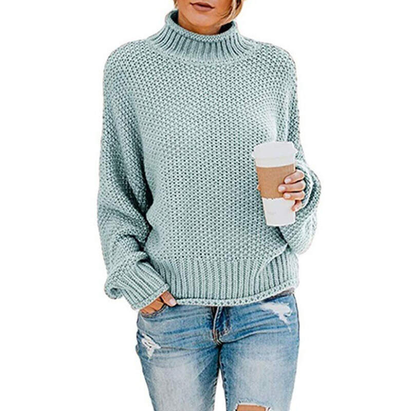 Women's Knitted Solid Color Long Sleeve Comfortable Casual Sweater