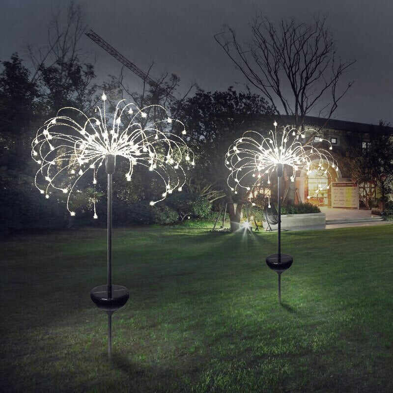 【Free Shipping】2Pc New Ground Plug Solar Fireworks Light LED