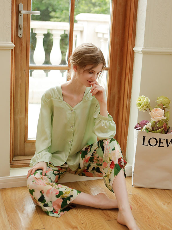 Regular Fit Others Floral Elegant Long Sleeve Pajama Set