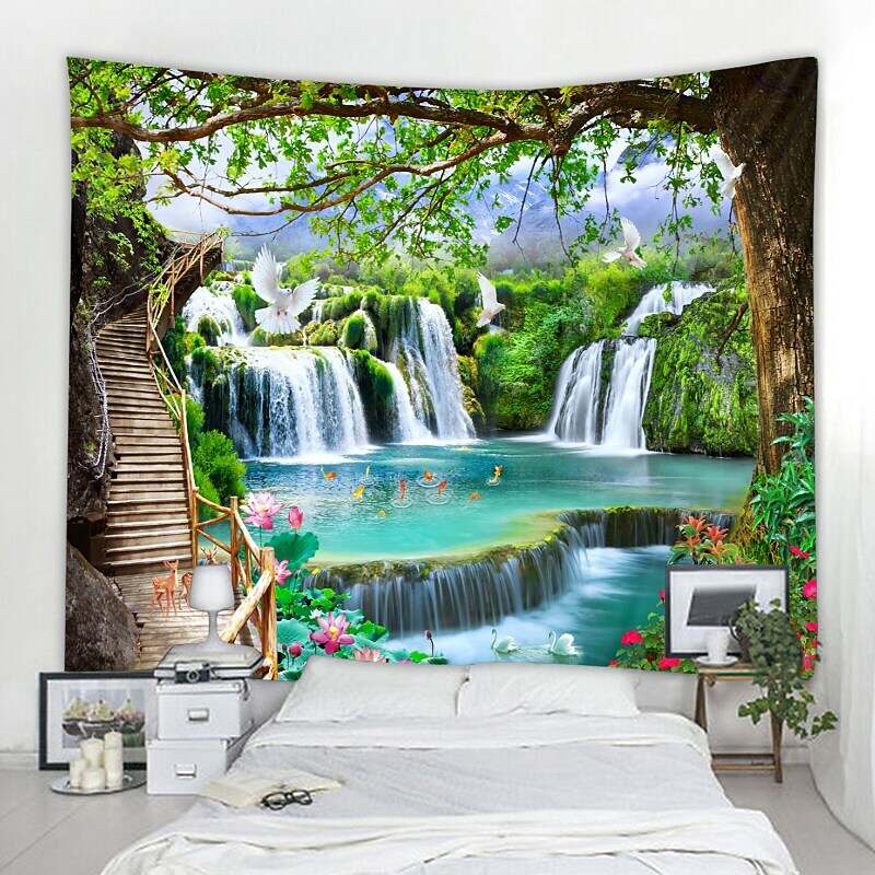 Waterfall Landscape Decorative Wall Tapestry Nature Background Cloth