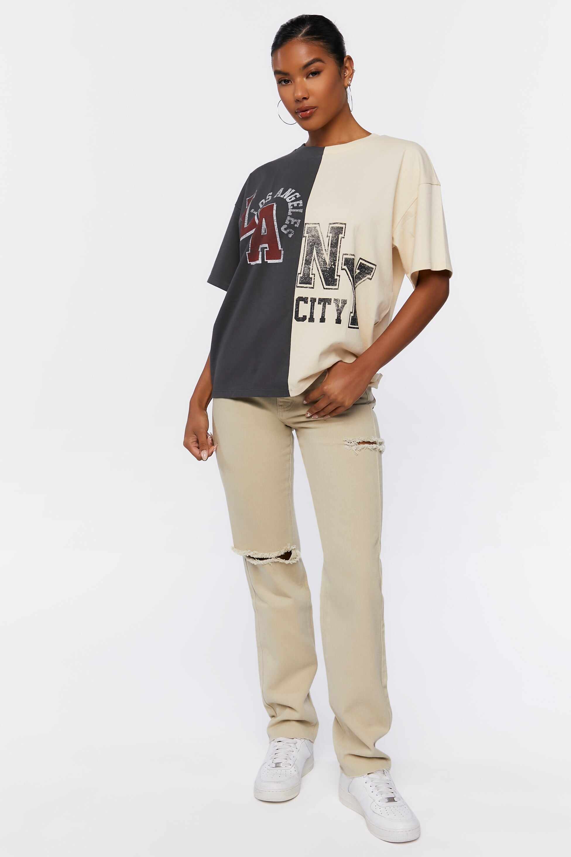 Women Apparel | Reworked LA & NY Graphic Tee Charcoal Forever21 - YF33604