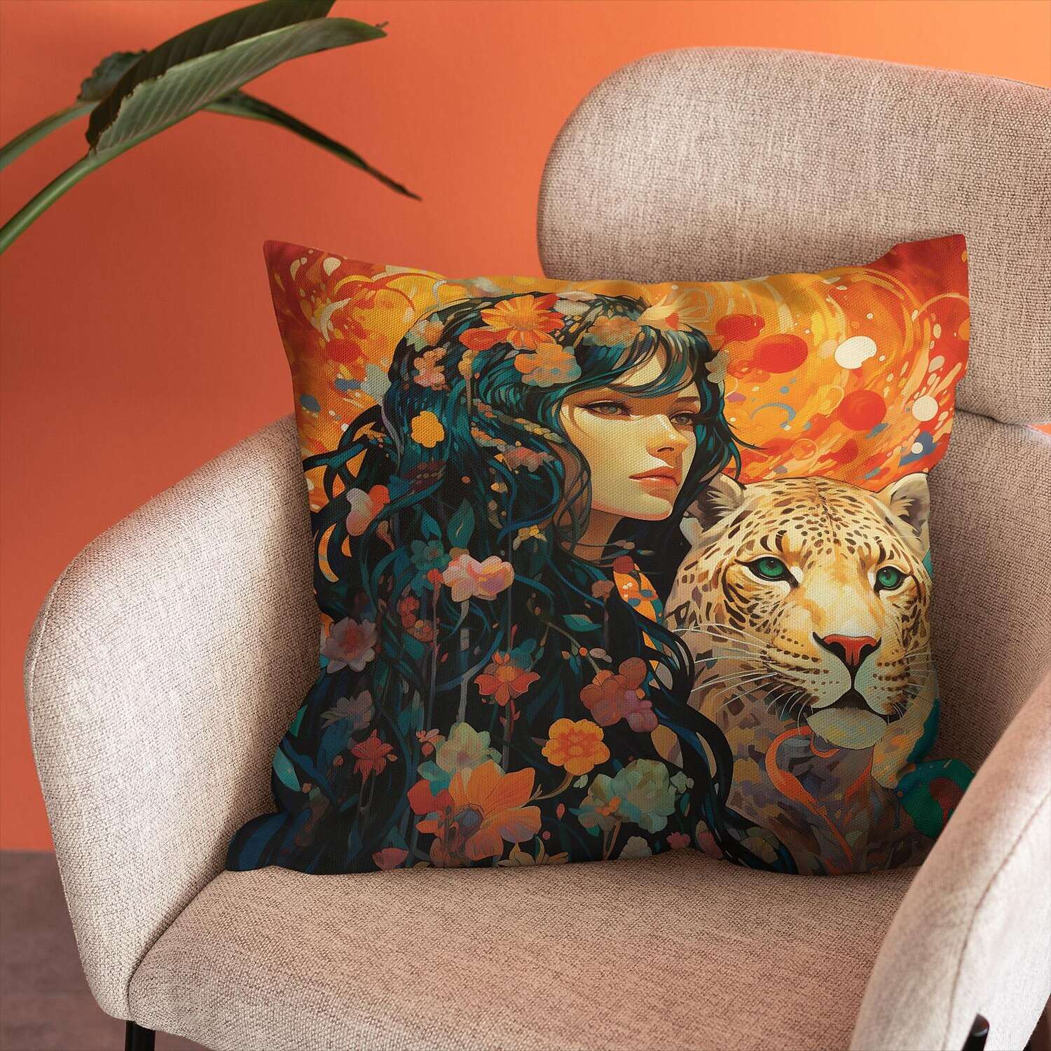 Wild Woman Tiger Pillow Cover 1PC